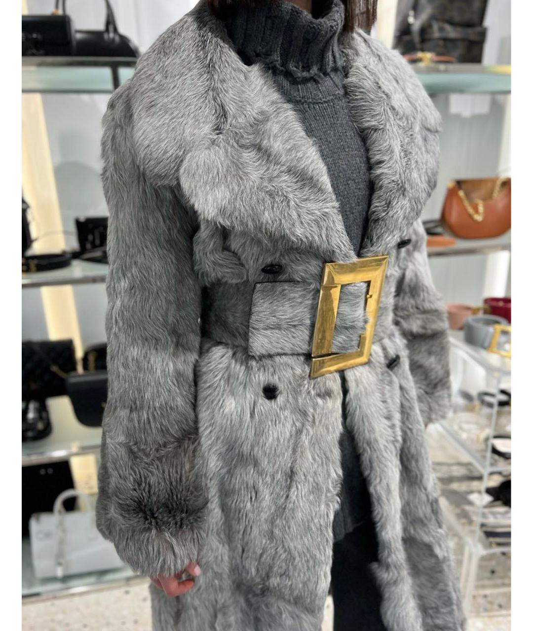CELINE Серая меховая шуба, фото 3