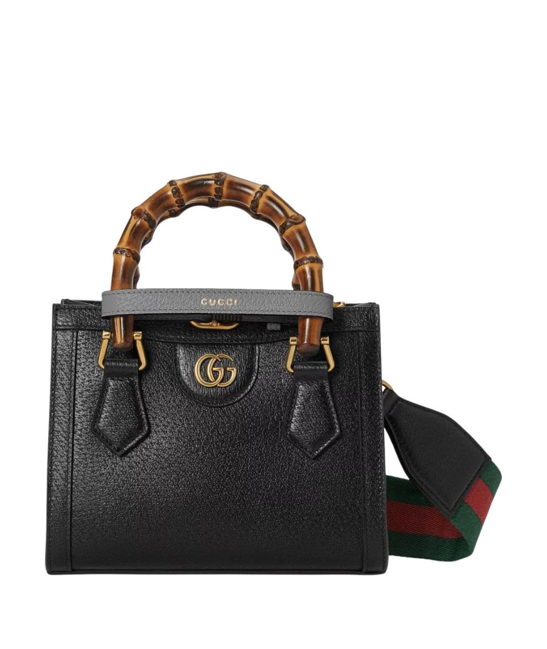 GUCCI Черная кожаная сумка тоут, фото 1
