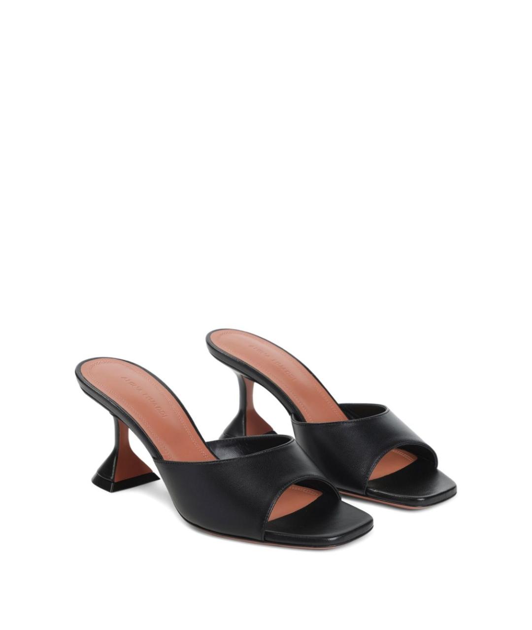 Amina Muaddi Черные кожаные мюли, фото 2