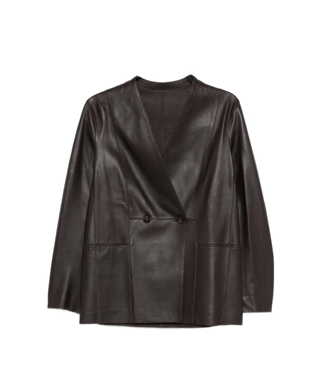 EMPORIO ARMANI Коричневый кожаный жакет/пиджак, фото 1