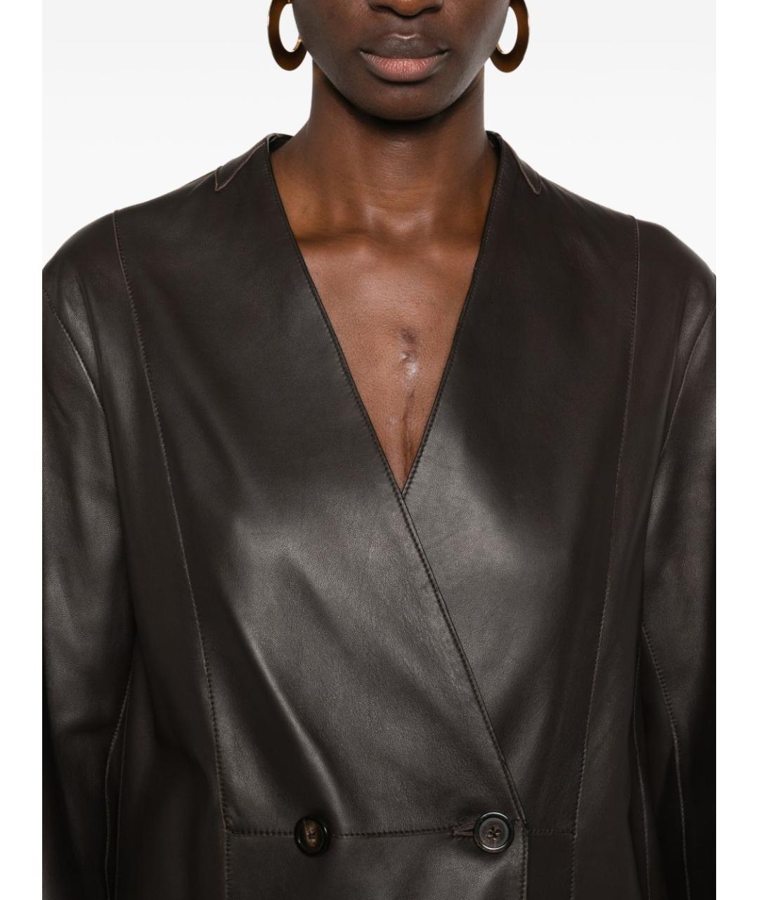 EMPORIO ARMANI Коричневый кожаный жакет/пиджак, фото 3