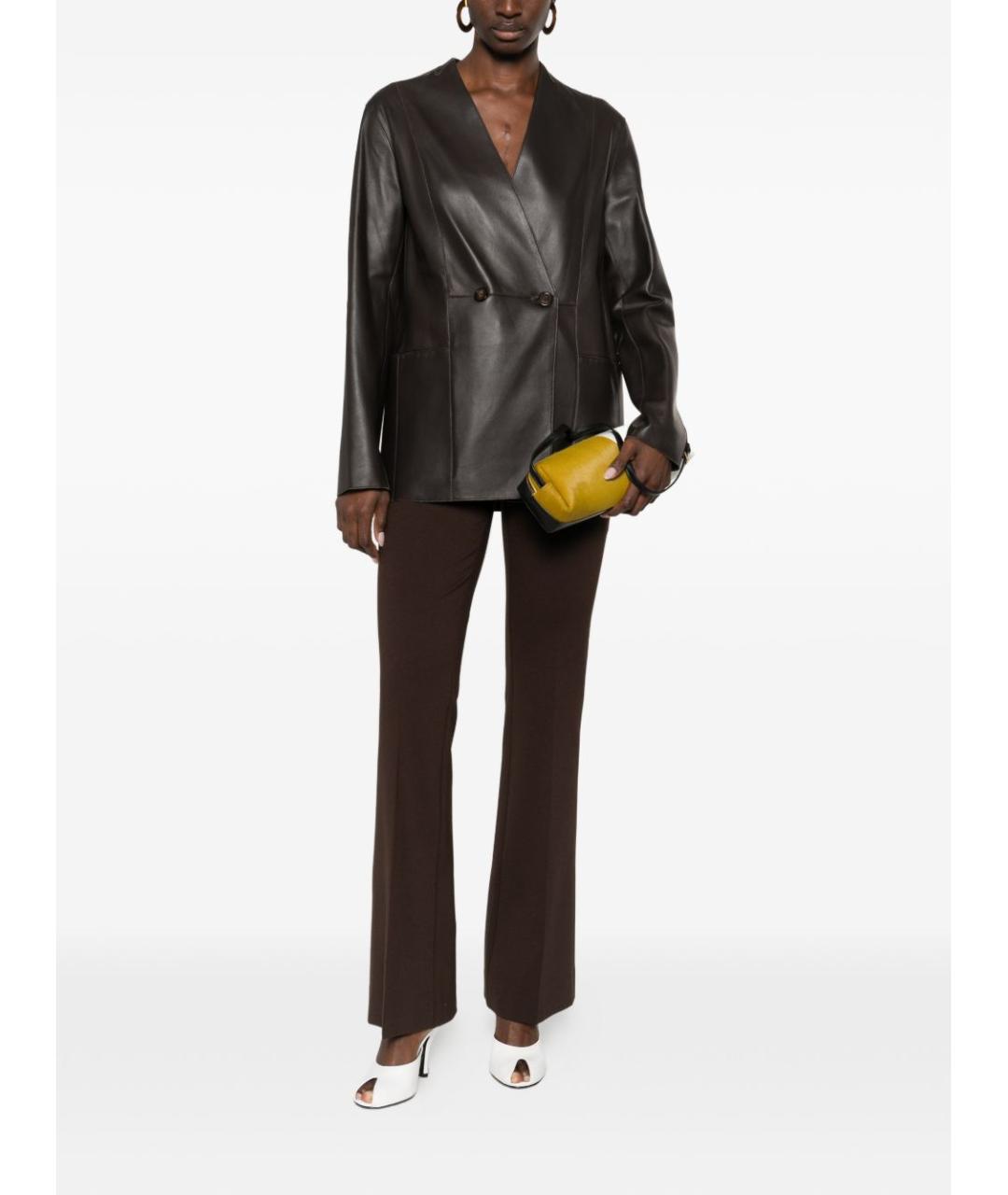 EMPORIO ARMANI Коричневый кожаный жакет/пиджак, фото 2