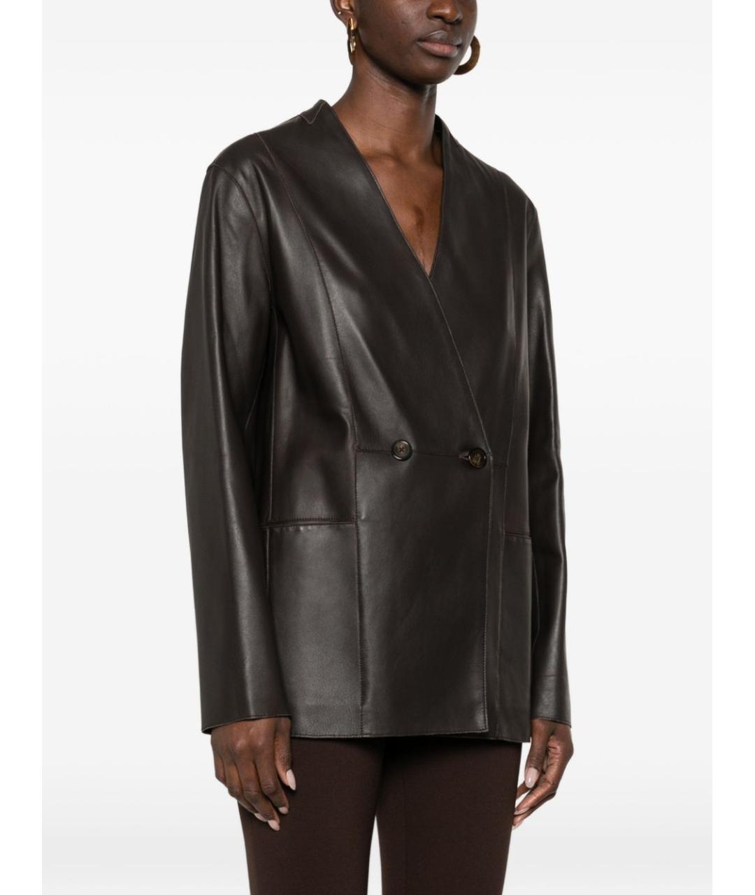 EMPORIO ARMANI Коричневый кожаный жакет/пиджак, фото 4