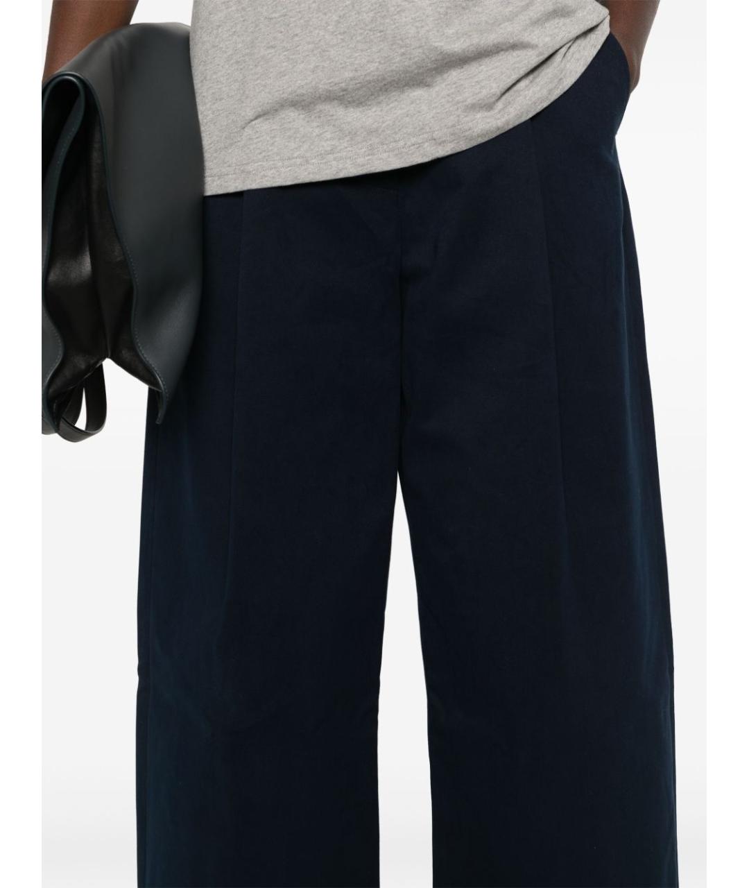 STUDIO NICHOLSON Синие хлопковые прямые брюки, фото 4