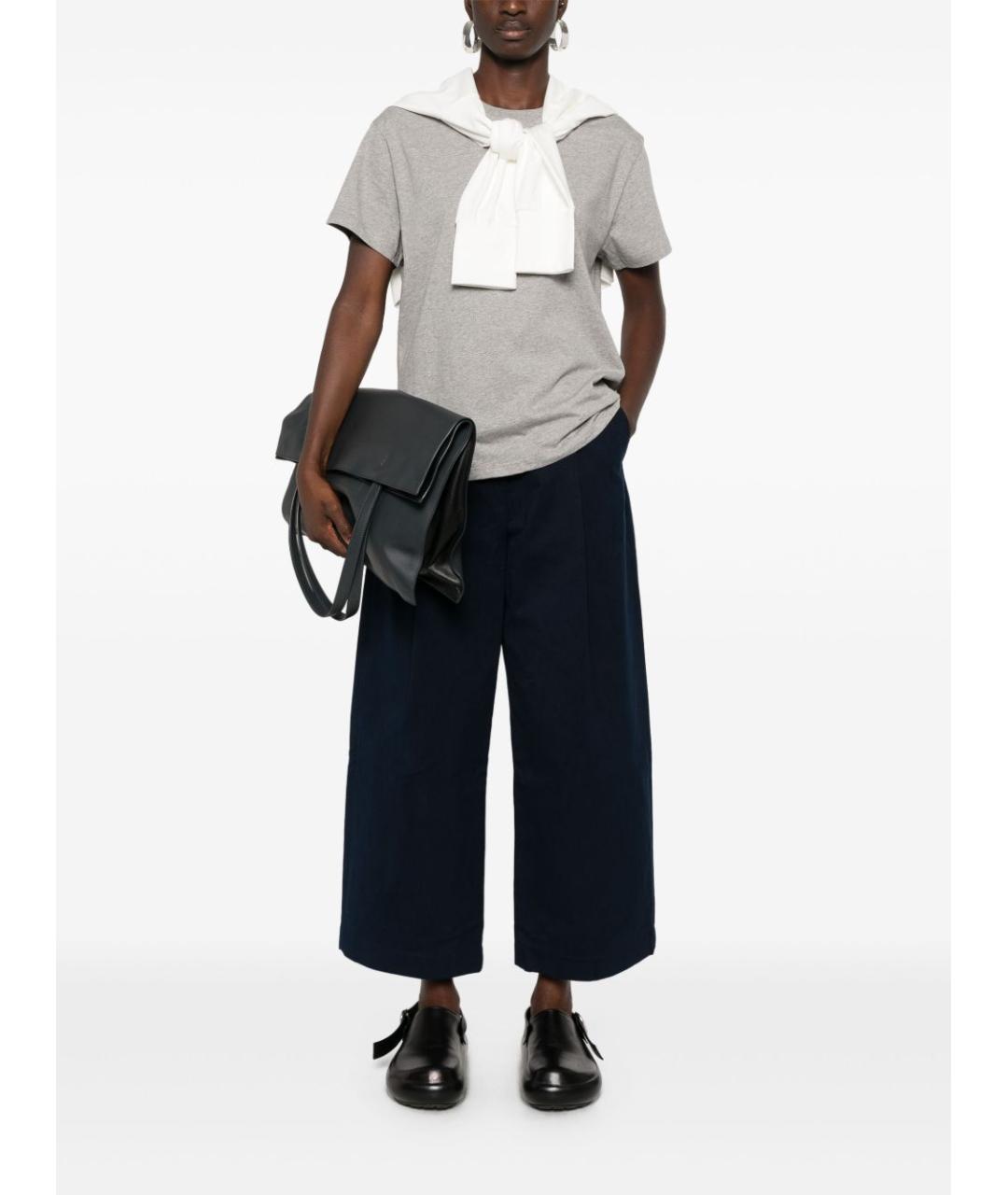 STUDIO NICHOLSON Синие хлопковые прямые брюки, фото 3