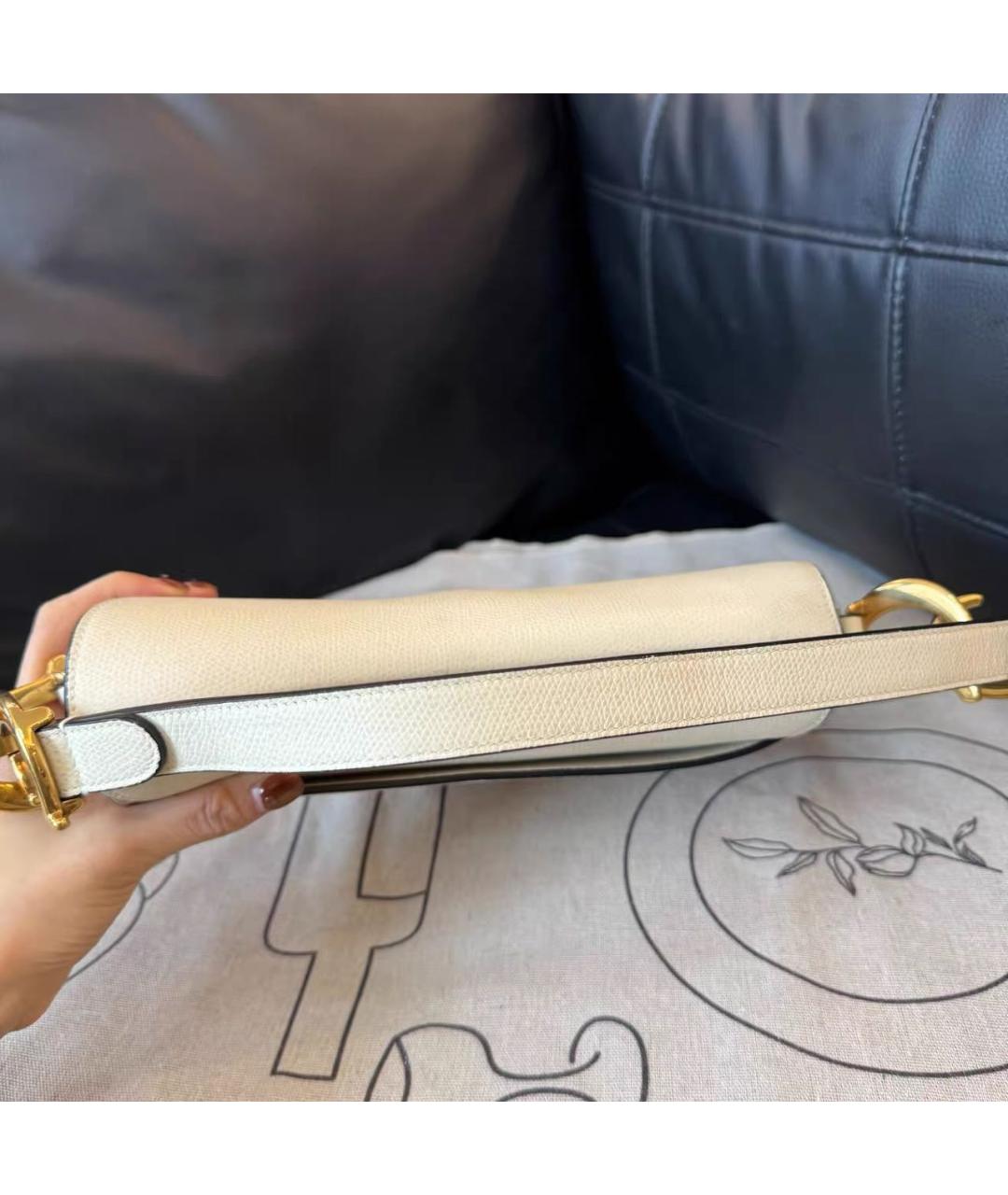 CHRISTIAN DIOR Бежевая кожаная сумка с короткими ручками, фото 5