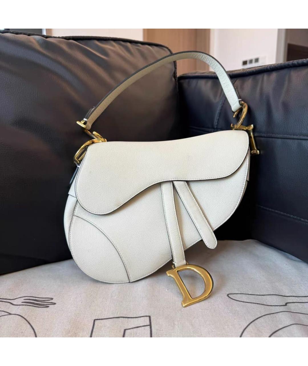 CHRISTIAN DIOR Бежевая кожаная сумка с короткими ручками, фото 9