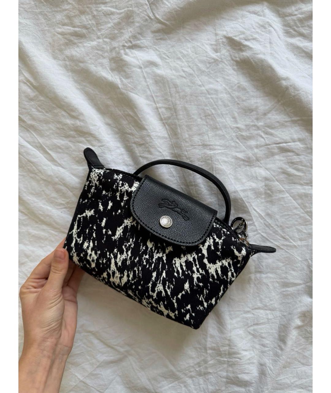 LONGCHAMP Черная тканевая сумка с короткими ручками, фото 2