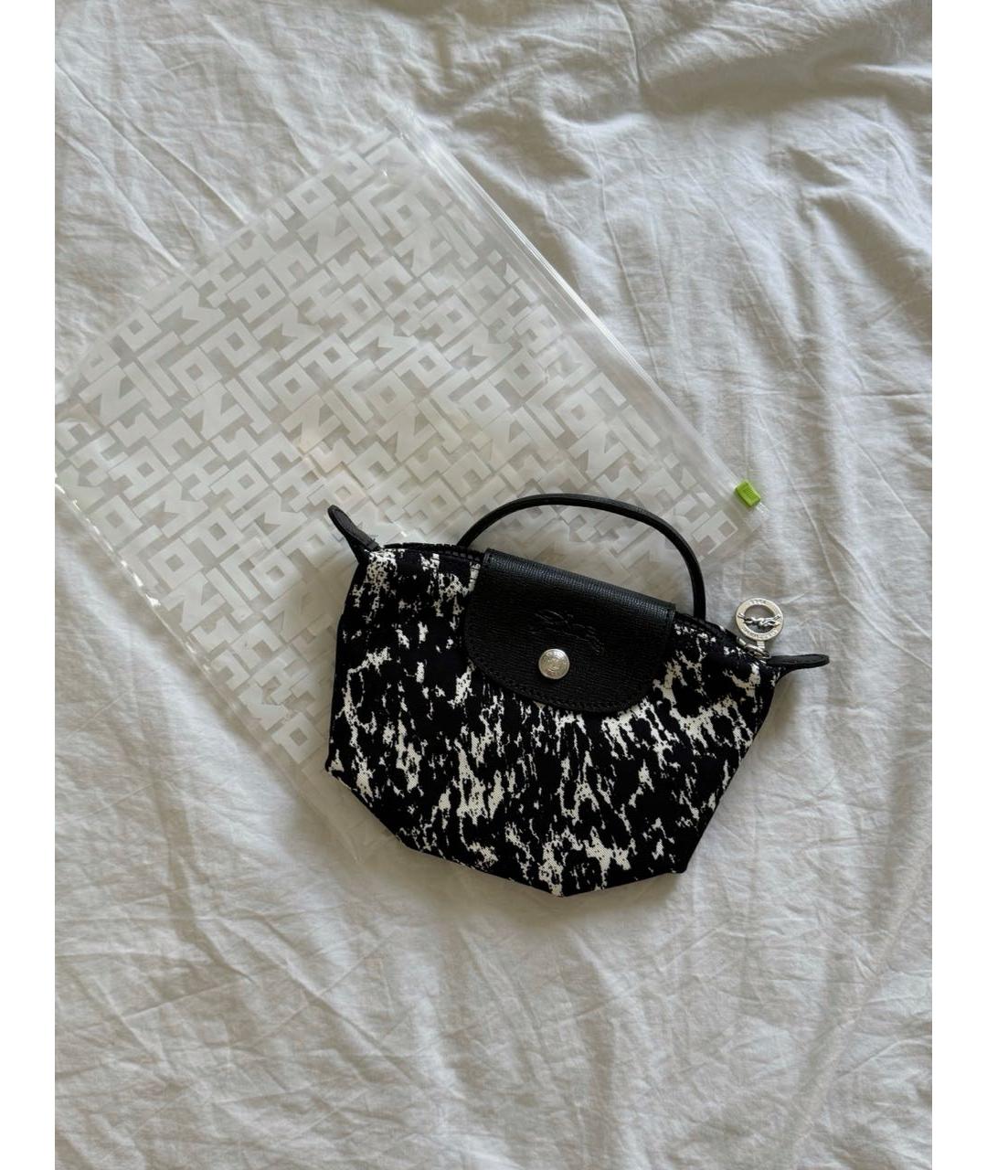 LONGCHAMP Черная тканевая сумка с короткими ручками, фото 3