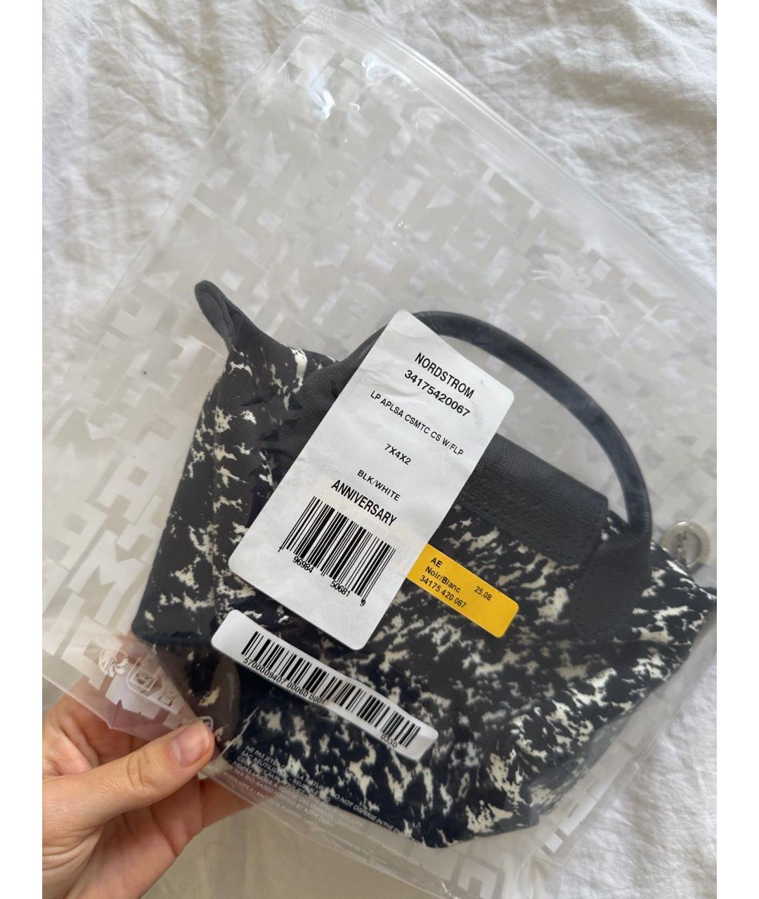 LONGCHAMP Черная тканевая сумка с короткими ручками, фото 4