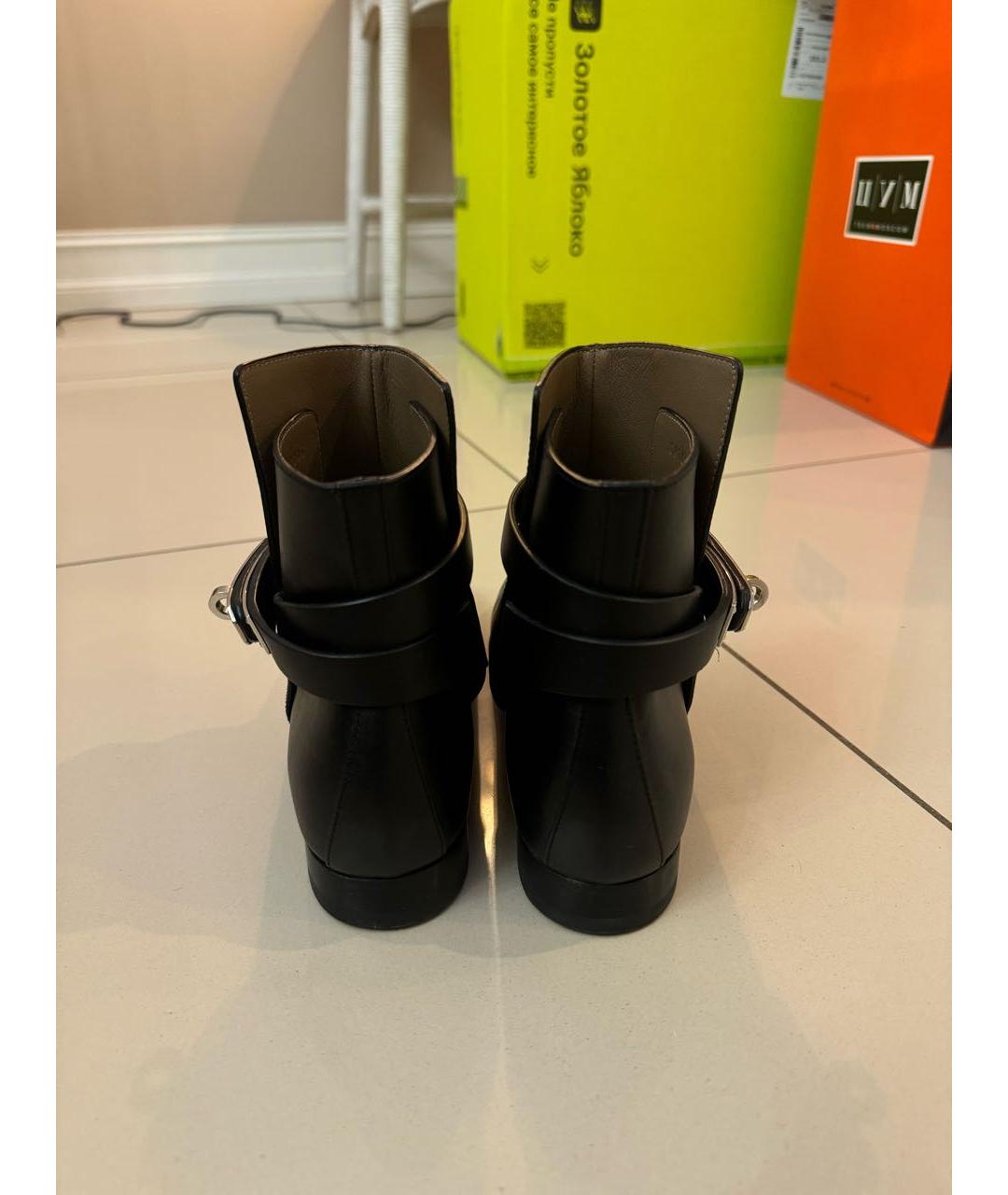 HERMES Черные кожаные полусапоги, фото 4