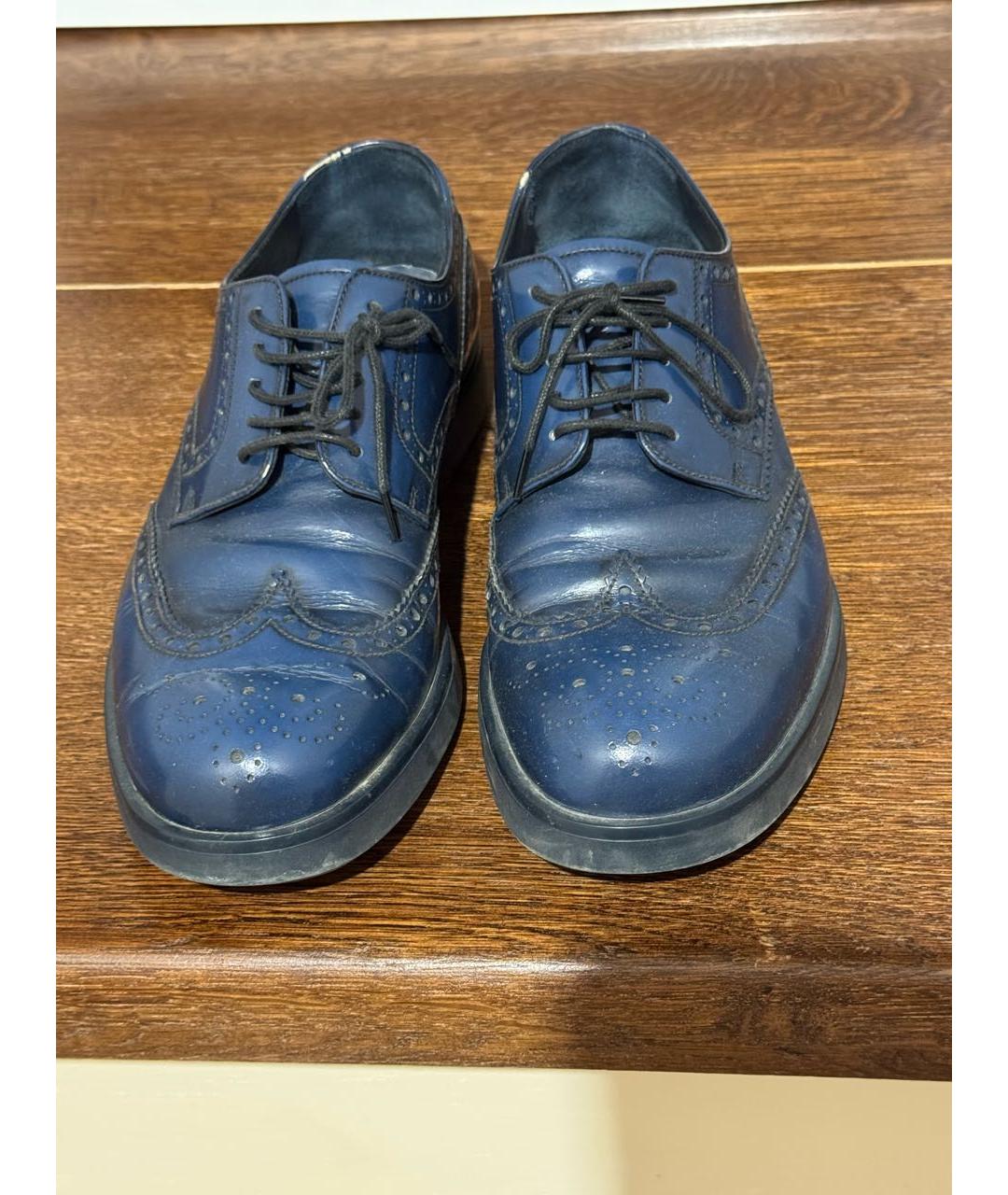 PRADA Синие кожаные туфли, фото 2