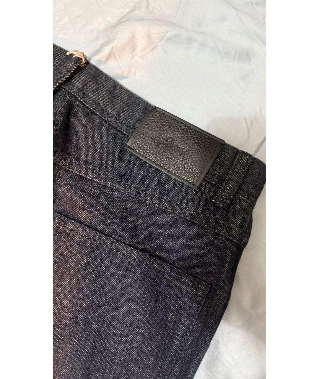 BRIONI Темно-синие хлопковые прямые джинсы, фото 6