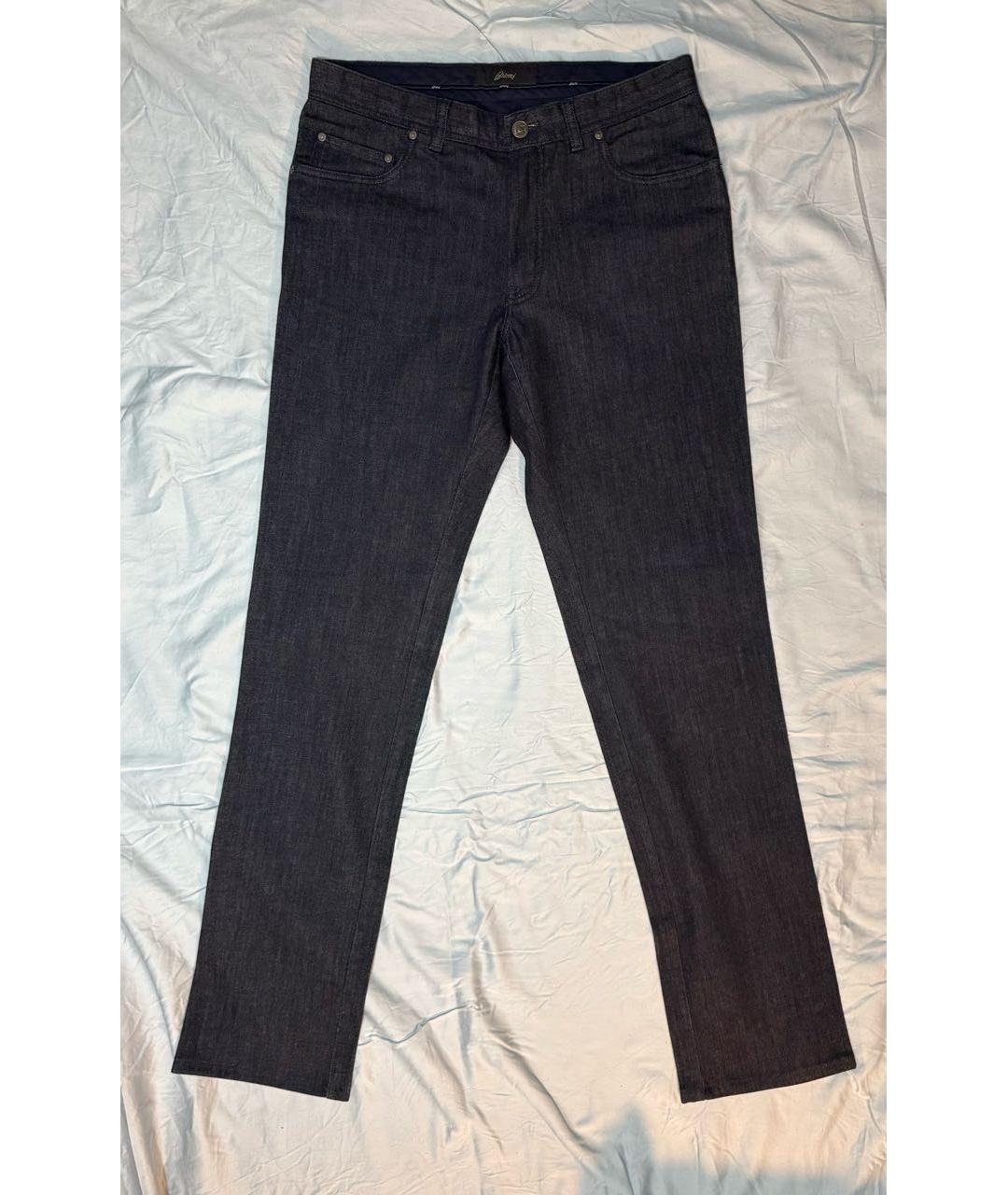 BRIONI Темно-синие хлопковые прямые джинсы, фото 7