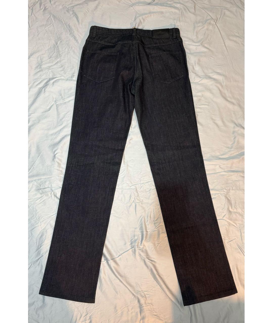 BRIONI Темно-синие хлопковые прямые джинсы, фото 2