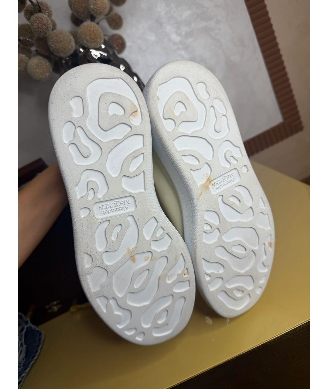 ALEXANDER MCQUEEN Бежевые кожаные кроссовки, фото 4