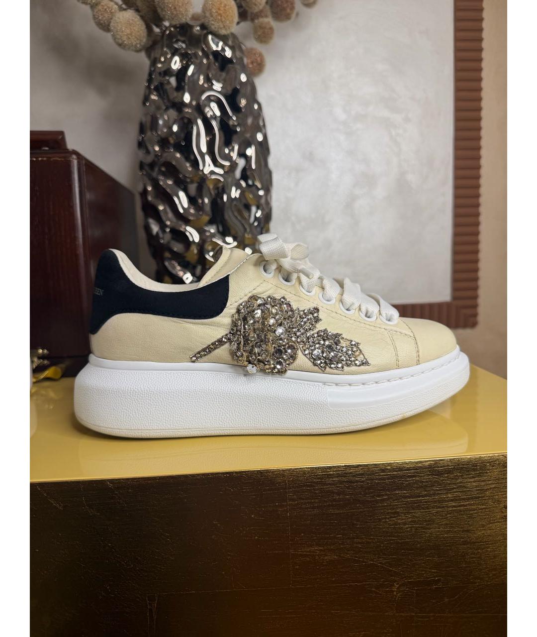 ALEXANDER MCQUEEN Бежевые кожаные кроссовки, фото 5