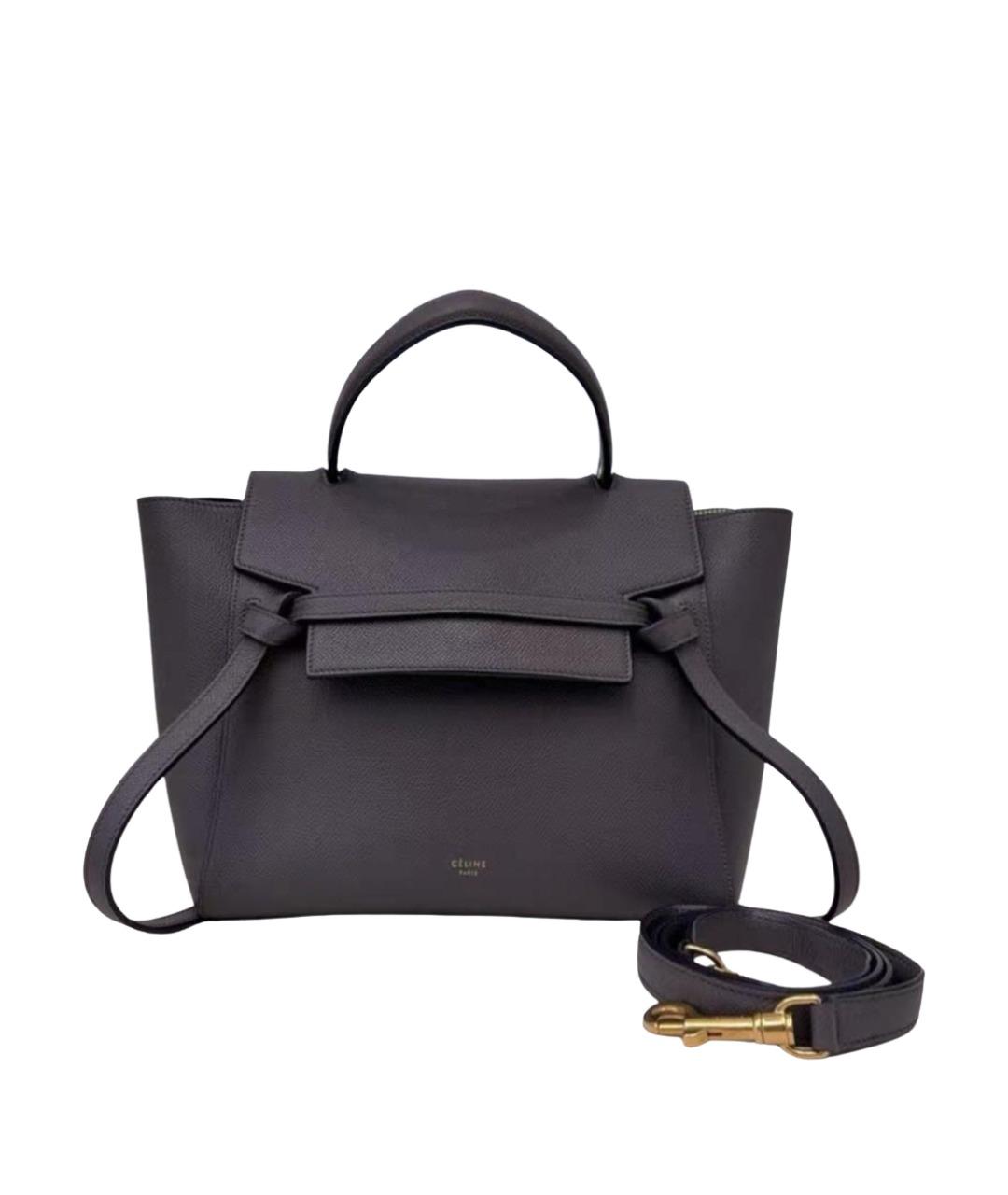 CELINE Антрацитовая кожаная сумка через плечо, фото 1