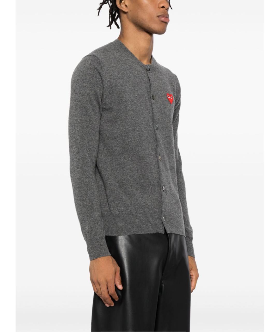 COMME DES GARÇONS Серый шерстяной кардиган, фото 5