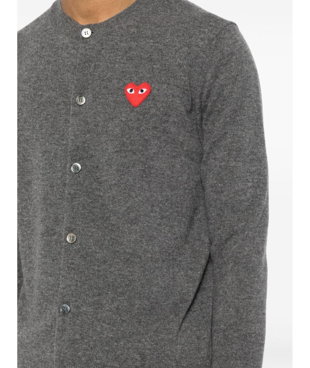 COMME DES GARÇONS Серый шерстяной кардиган, фото 6