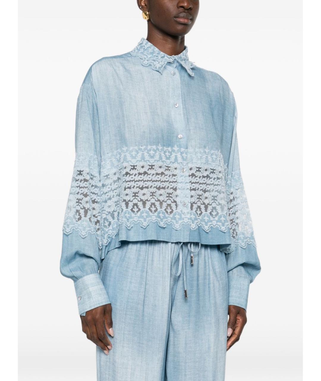 ERMANNO SCERVINO Голубая вискозная рубашка, фото 2