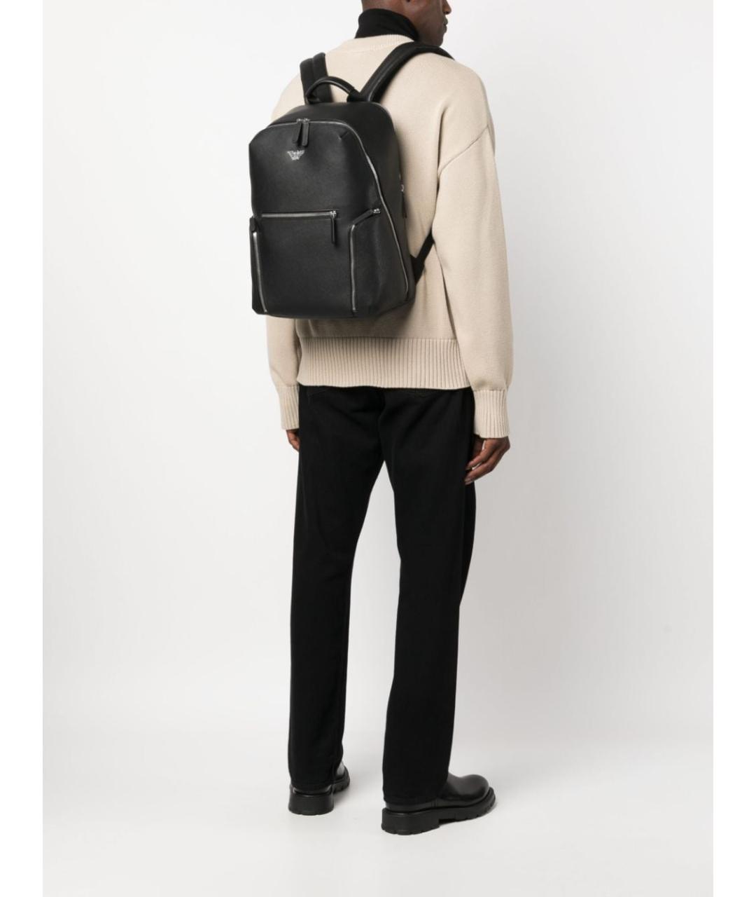 EMPORIO ARMANI Черный рюкзак из искусственной кожи, фото 5