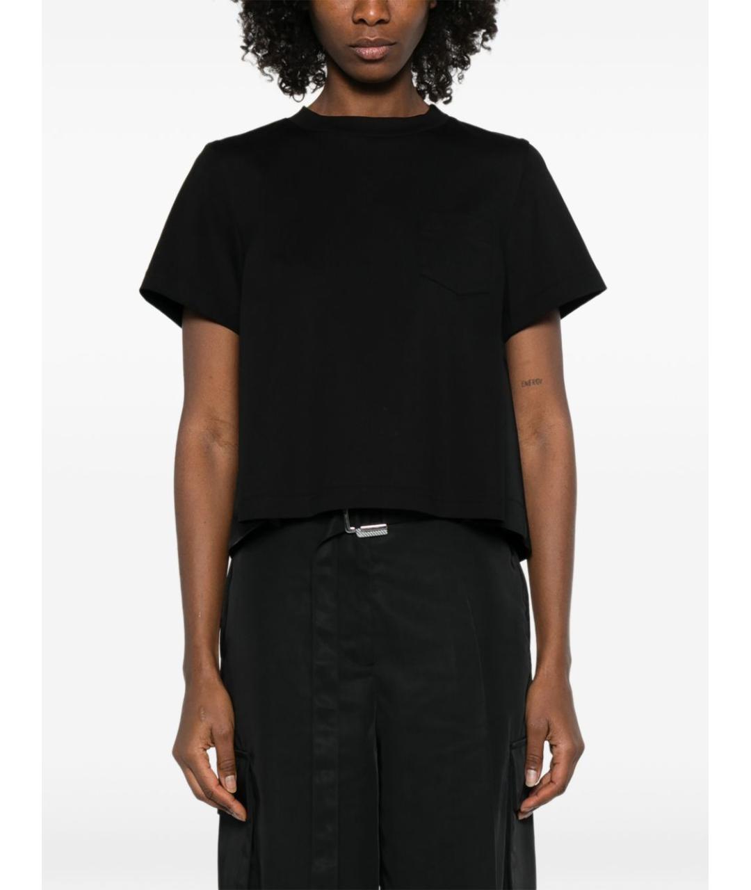 SACAI Черная хлопковая футболка, фото 5