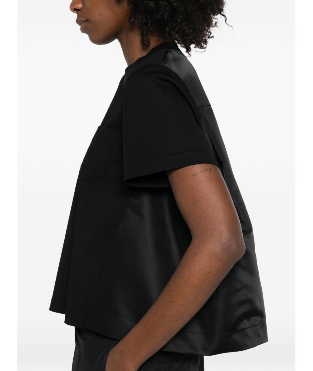 SACAI Черная хлопковая футболка, фото 2