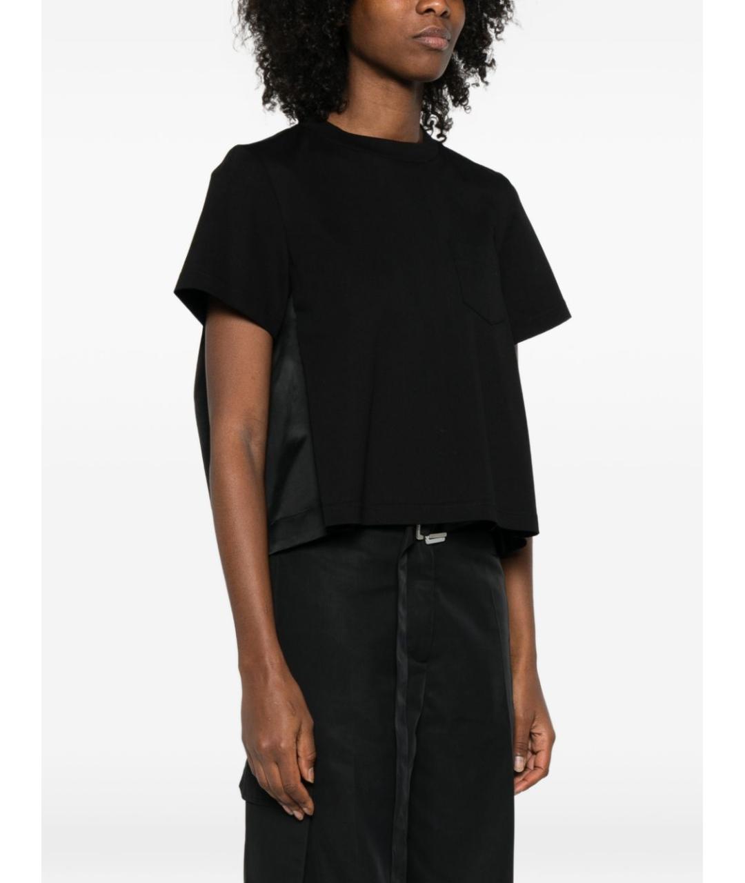 SACAI Черная хлопковая футболка, фото 4