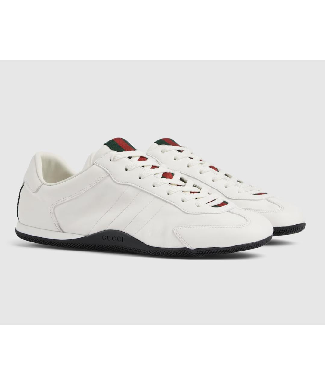 GUCCI Белые кожаные низкие кроссовки / кеды, фото 2