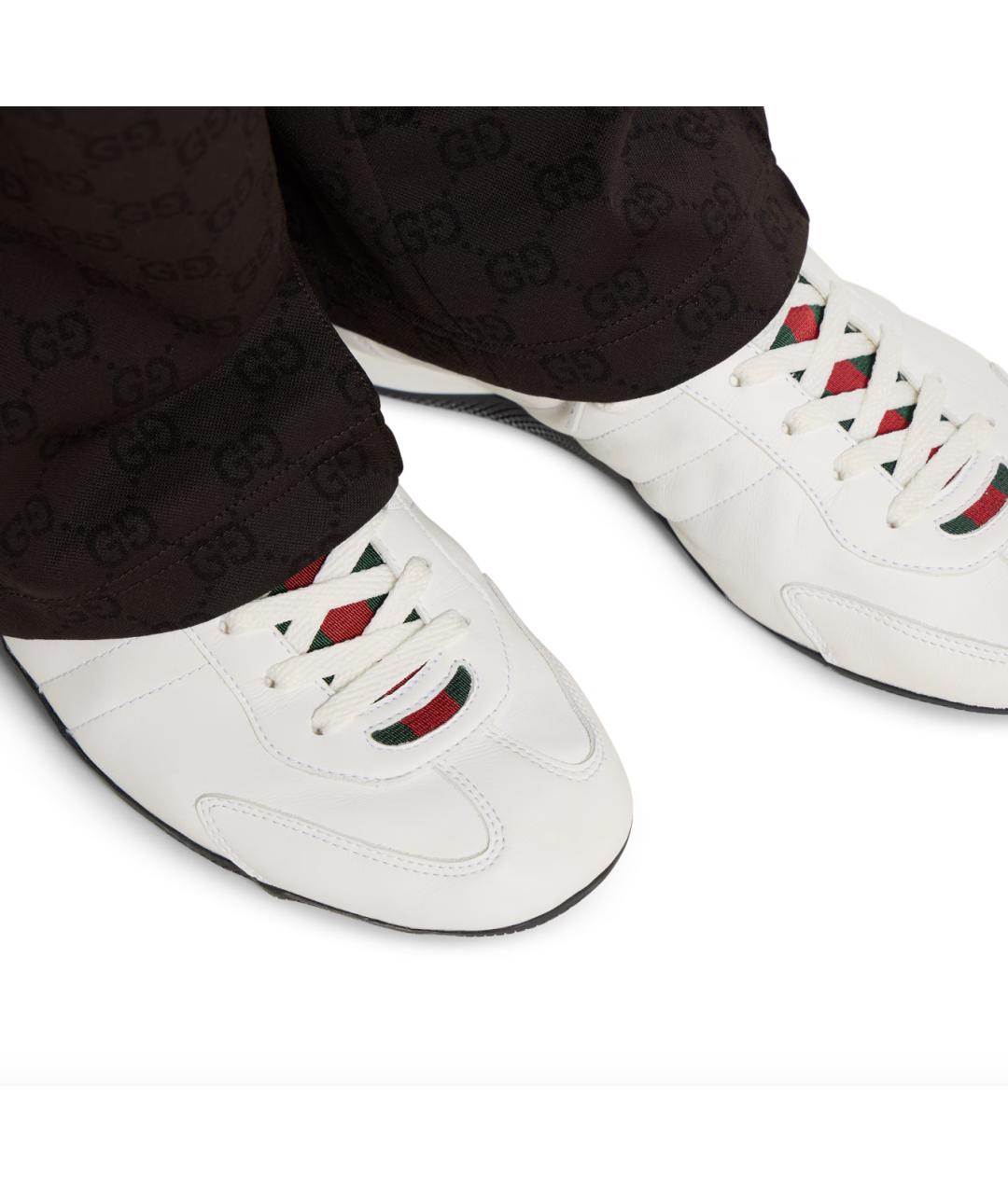 GUCCI Белые кожаные низкие кроссовки / кеды, фото 3