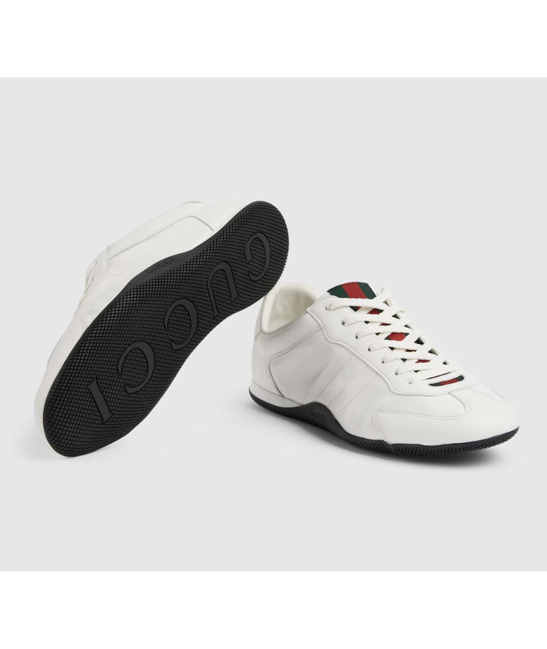 GUCCI Белые кожаные низкие кроссовки / кеды, фото 6