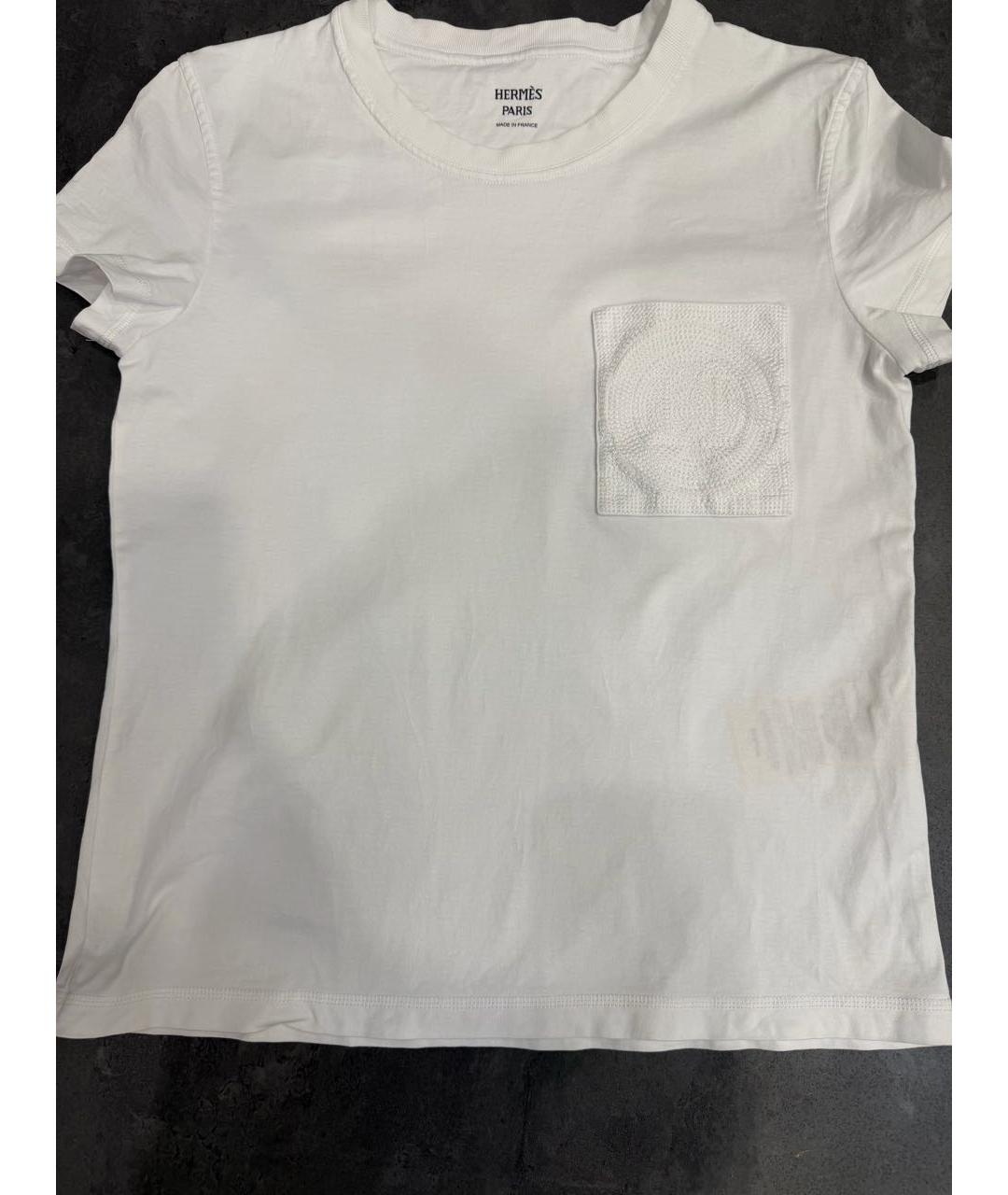 HERMES Белая хлопковая футболка, фото 7