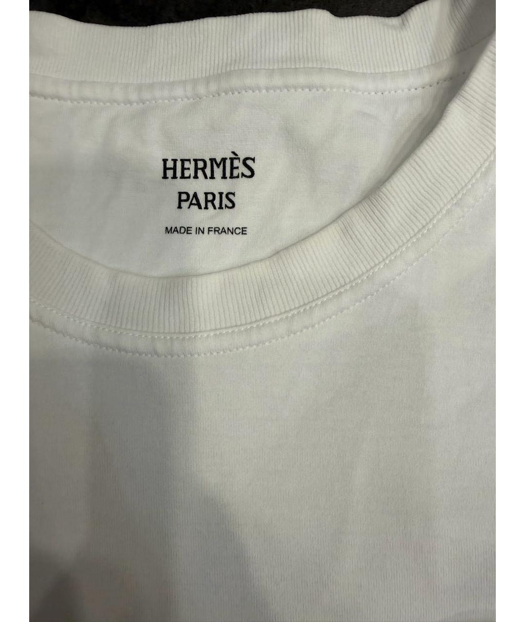 HERMES Белая хлопковая футболка, фото 3