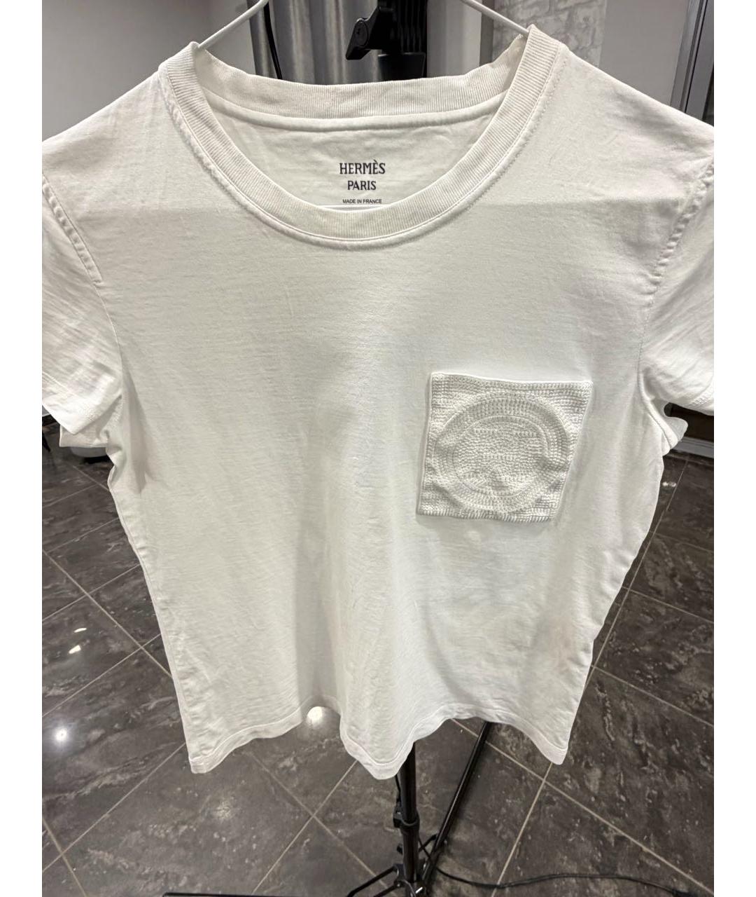 HERMES Белая хлопковая футболка, фото 6