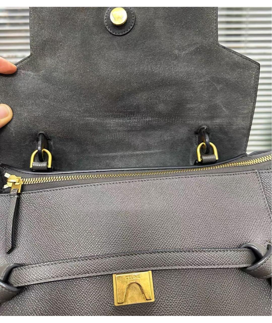CELINE Антрацитовая кожаная сумка через плечо, фото 6