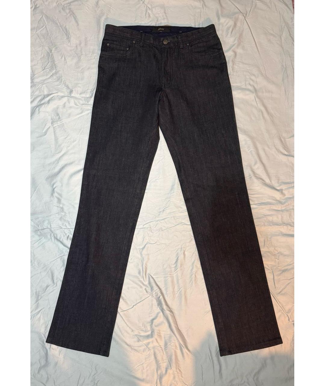 BRIONI Темно-синие хлопковые прямые джинсы, фото 2