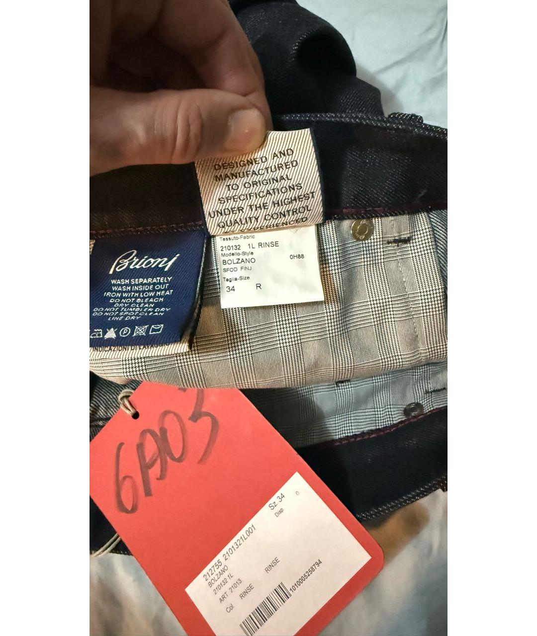 BRIONI Темно-синие хлопковые прямые джинсы, фото 6