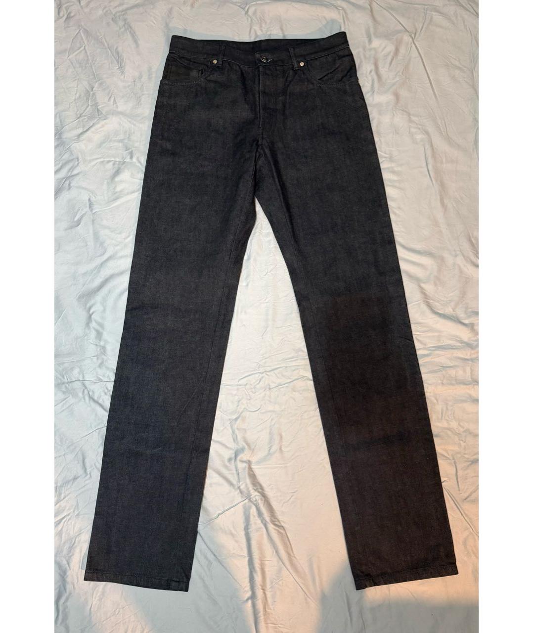 BRIONI Темно-синие хлопковые прямые джинсы, фото 7