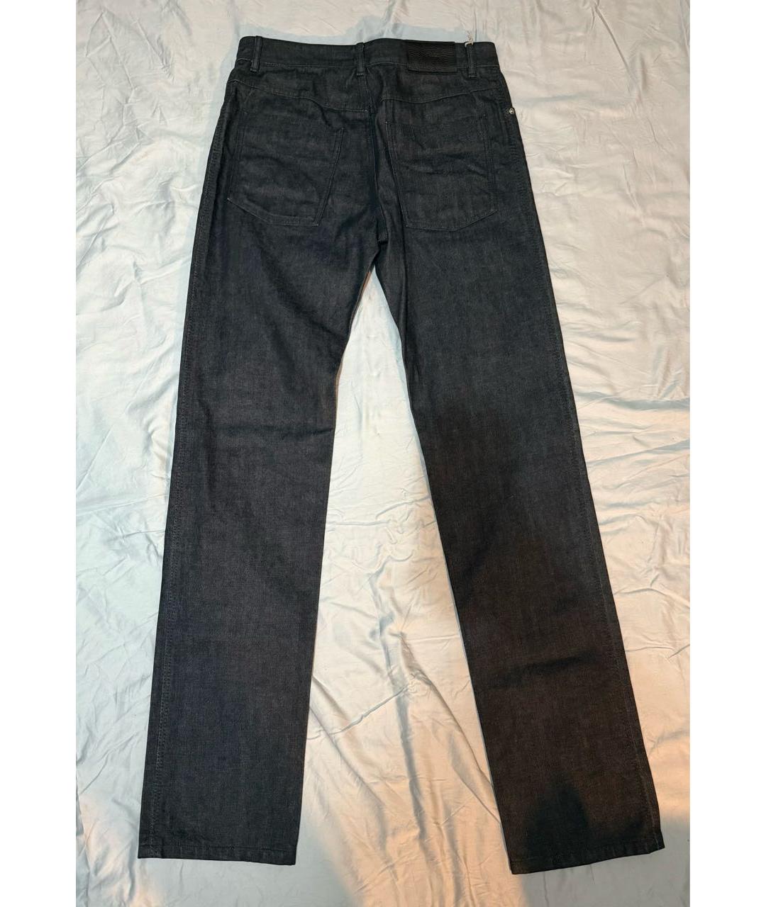 BRIONI Темно-синие хлопковые прямые джинсы, фото 3