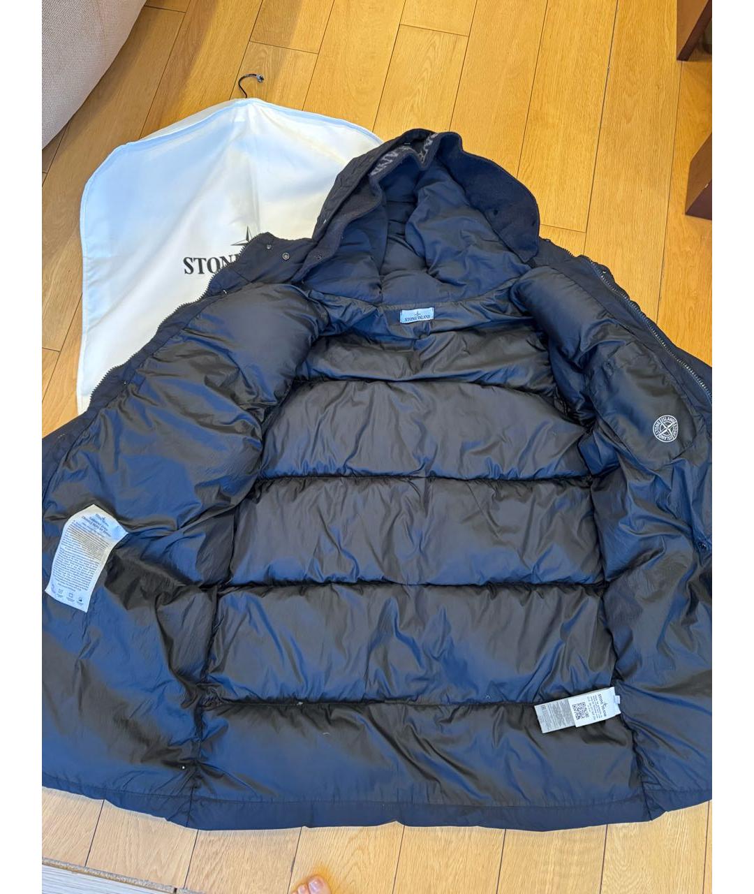 STONE ISLAND Синий полиуретановый пуховик, фото 2