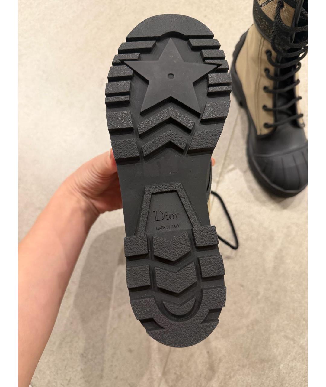 CHRISTIAN DIOR Бежевые текстильные ботинки, фото 7