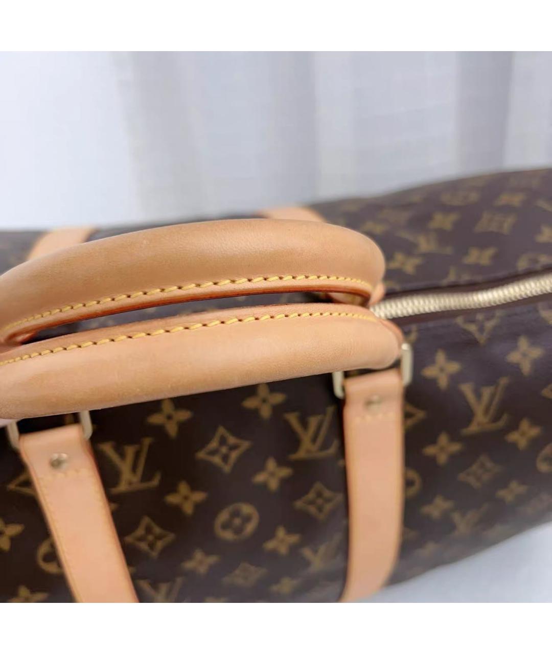 LOUIS VUITTON Коричневая кожаная дорожная/спортивная сумка, фото 6
