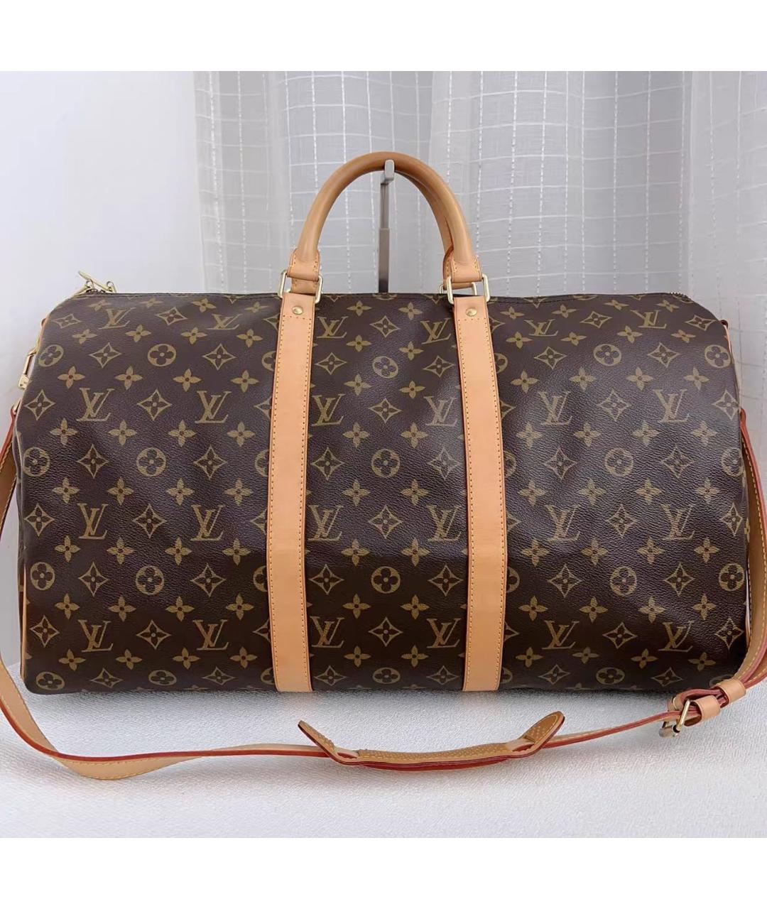 LOUIS VUITTON Коричневая кожаная дорожная/спортивная сумка, фото 9