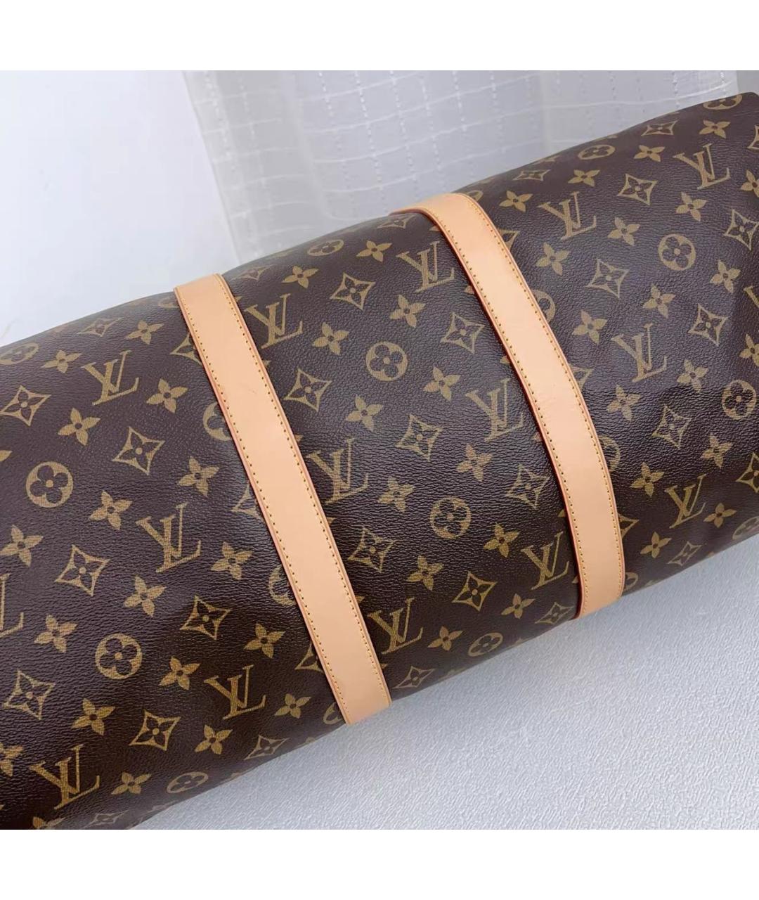 LOUIS VUITTON Коричневая кожаная дорожная/спортивная сумка, фото 5