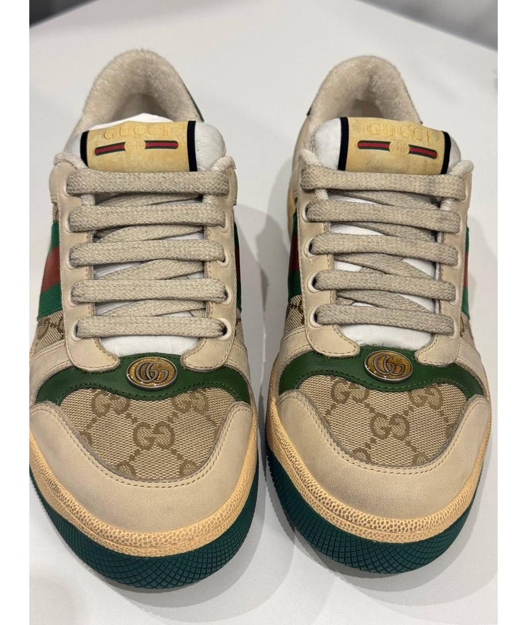 GUCCI Бежевые текстильные кроссовки, фото 3