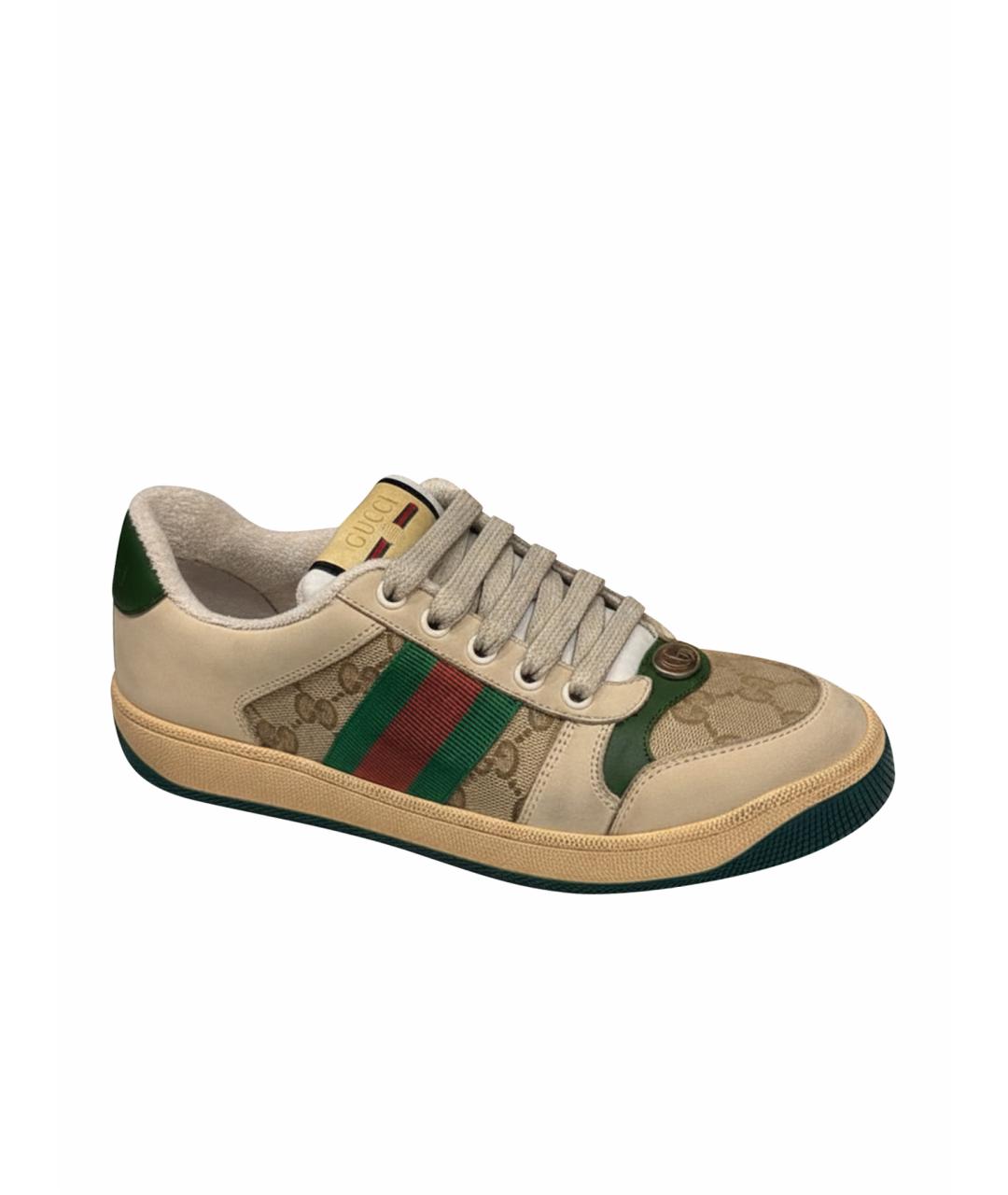 GUCCI Бежевые текстильные кроссовки, фото 1