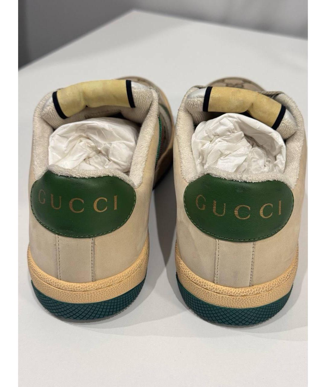 GUCCI Бежевые текстильные кроссовки, фото 4