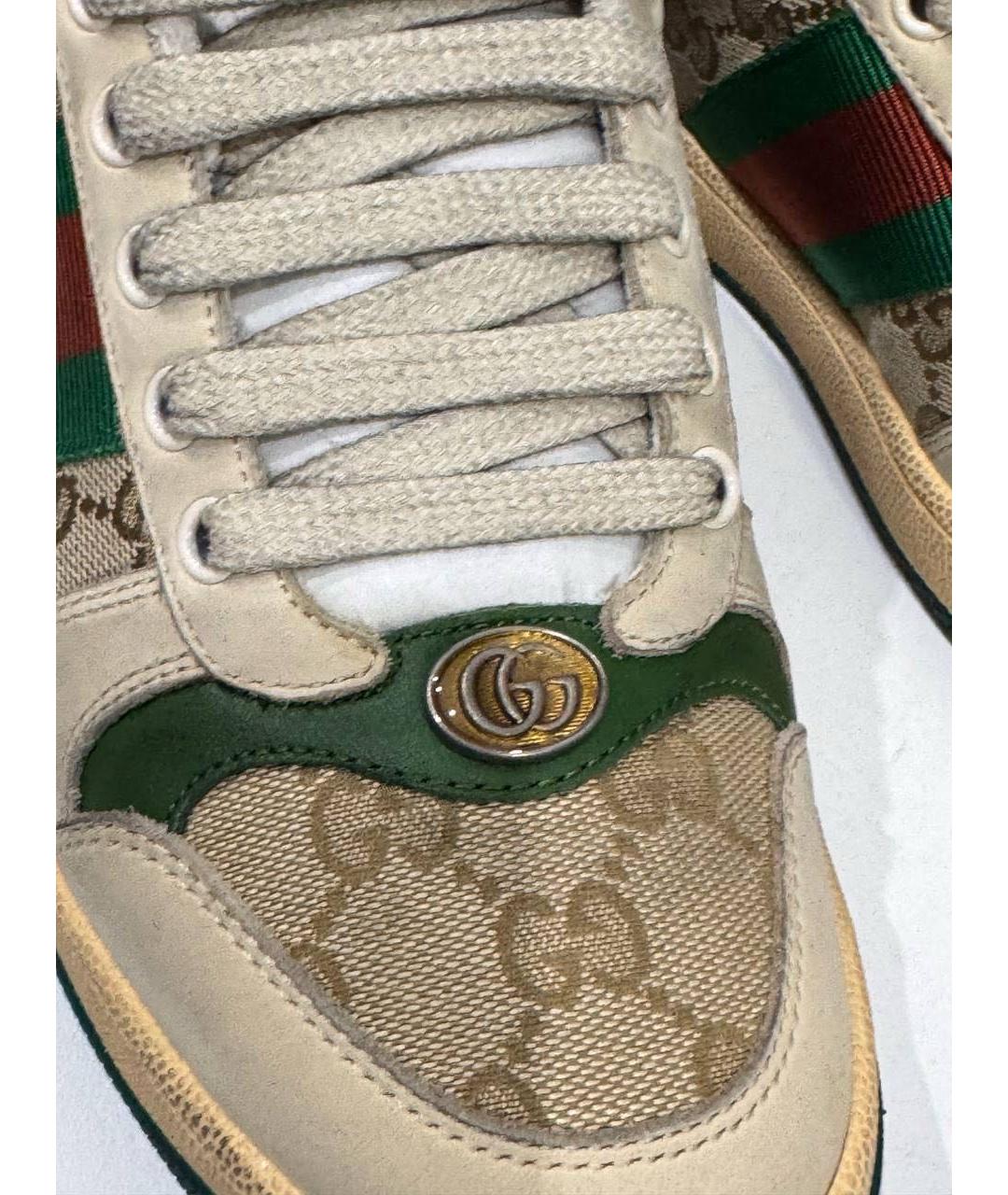 GUCCI Бежевые текстильные кроссовки, фото 5