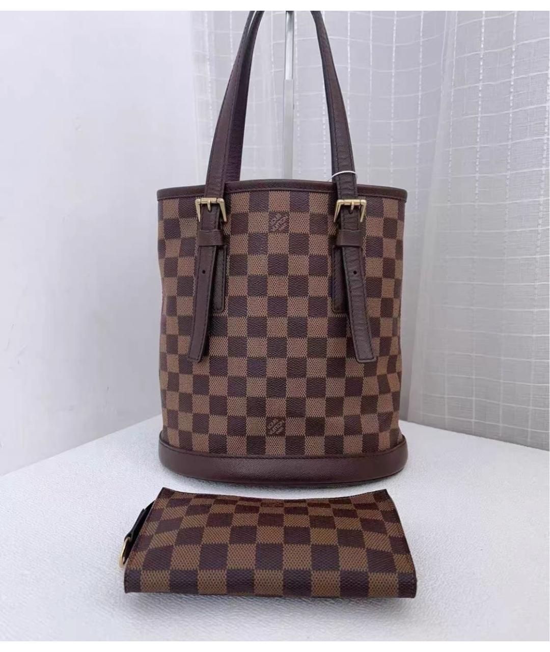 LOUIS VUITTON Коричневая кожаная сумка тоут, фото 8